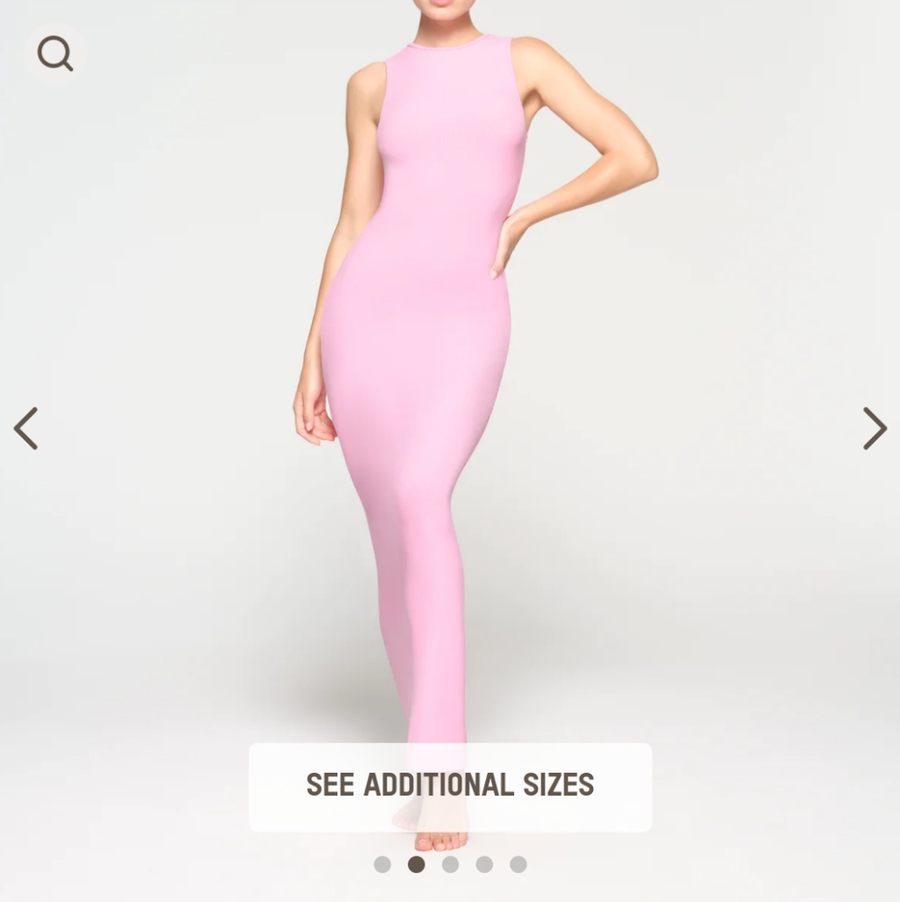 SKIMS SOFT LOUNGE SLEEVELESS LONG DRESS IN COTTON CANDY